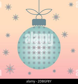 Palla di Natale blu con Snowflake retro Vector sfondo sfumato Illustrazione Vettoriale