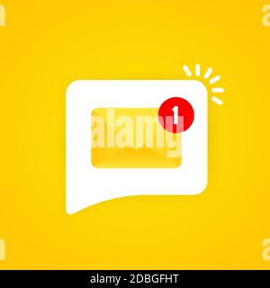 Nuovi messaggi in arrivo con illustrazione della notifica. Busta con messaggio in arrivo. Vettore su sfondo isolato. EPS 10 Illustrazione Vettoriale