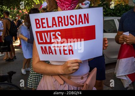 i bielorussi vivono la protesta Foto Stock