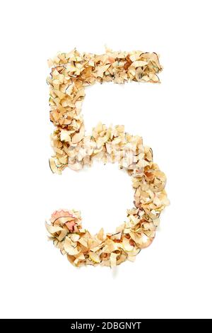 Numero 5 fatto di matita rasature per il vostro progetto. Foto Stock