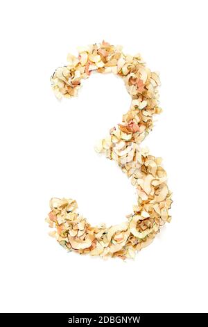 Numero 3 fatto di matita rasature per il vostro progetto. Foto Stock