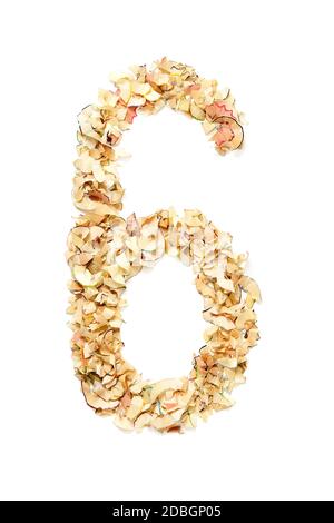 Numero 6 fatto di matita rasature per il vostro progetto. Foto Stock