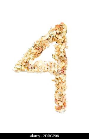 Numero 4 fatto di matita rasature per il vostro progetto. Foto Stock