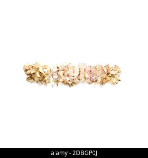 Segno meno, segno di sottrazione o segno di trattino fatto da matita colorata rasature Foto Stock