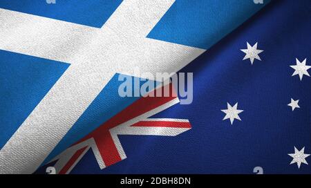 Scozia e Australia due bandiere tessuto tessuto, tessuto Foto Stock