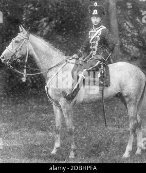 Il principe ereditario Guglielmo di Prussia al suo tempo come comandante del 1. Leib-Husaren-Regiments Nr. 1 nel 1911, fotografato dai fotografi della corte reale Selle & Kuntze di Potsdam. Foto Stock