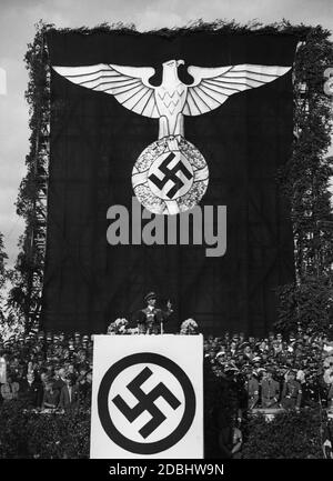 Joseph Goebbels parla al NSDAP Gau Day di Berlino. Foto Stock