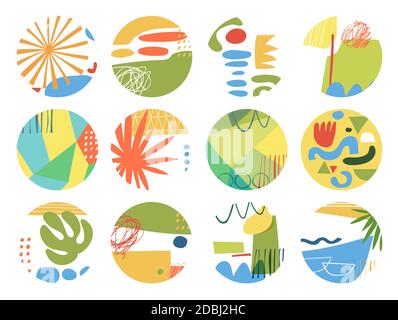 Varie caratteristiche moderne e storia colori brillanti icone per sociale media Illustrazione Vettoriale