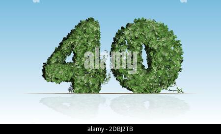 Numero 40 creato di foglie di edera verde Foto Stock