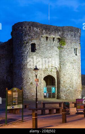 Carmarthen Castle, Carmarthenshire, Galles, Regno Unito, Europa Foto Stock