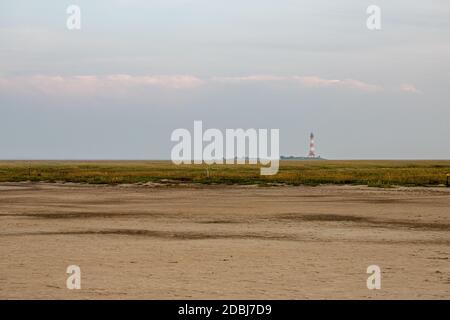 Faro Westerheversand in serata Foto Stock