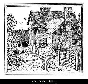 Illustrazione di linea da Jacob e dal Raven, da Heywood Sumner, dal 1896 lo Studio un giornale illustrato di fine e di arte applicata Foto Stock