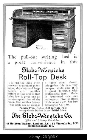 Pubblicità da 1907 The Studio su Globe Wernicke Rivista illustrata di Belle Arti e Applied Art Foto Stock