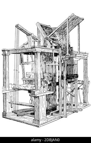 1728 Falcon’s Loom, 1923 linee di illustrazione dei tessuti storici di Richard Glazier Foto Stock