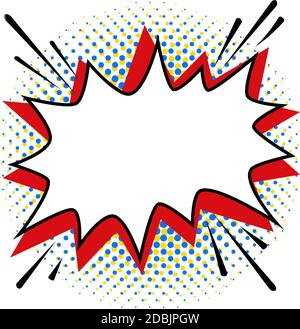 Modello di bolla del parlato in stile pop art per il tuo design. Fumetti stile pop-art forma vuota su mezzitoni multicolore. Illustrazione Vettoriale