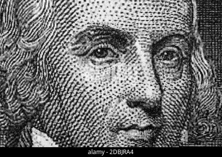 James Madison un ritratto closeup da vecchi dollari Foto Stock