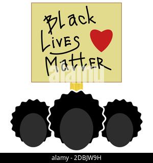 Black Lives Matter Paper Banner per protesta su sfondo bianco. Foto Stock