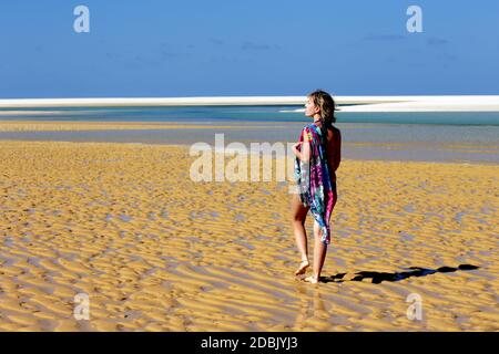 Modelli di sabbia e mare in Arcipelago di Bazaruto, Mozambico. Foto Stock