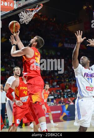 Marc Gasol (Spagna) contro la Francia. Coppa del mondo di basket Spagna 2014 Foto Stock