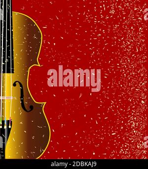 Un tipico violino close up su un rosso stile grunge background Foto Stock