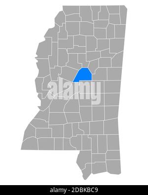 Attala sulla mappa di Mississippi Foto Stock