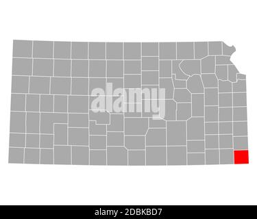 Cherokee sulla mappa di Kansas Foto Stock