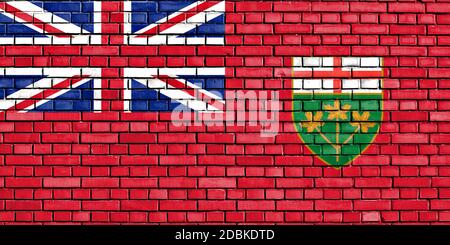 Bandiera dell'Ontario dipinta su un muro di mattoni Foto Stock