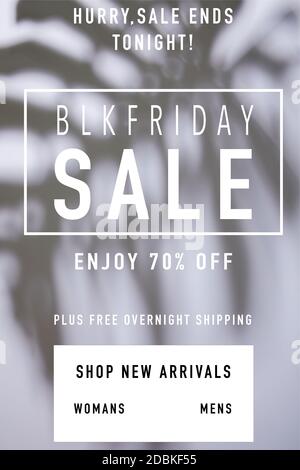 Foglia tropicale ombra su sfondo bianco con vendita Venerdì nero illustrazione Foto Stock