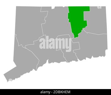 Tolland sulla mappa di Connecticut Foto Stock