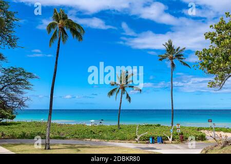 Beliebter Strand an der Westküste, Hāpuna Beach state Park, Big Island, Hawaii Foto Stock