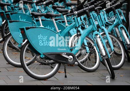 Sistema Styr & Stall Bike Share a Goteborg Foto Stock