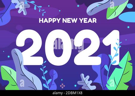 Buon anno 2021 per i banner delle vacanze. Volantini, saluti, inviti, illustrazione vettoriale. Illustrazione Vettoriale