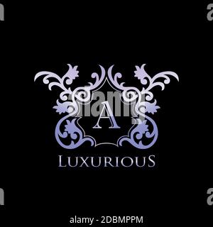 Metal Luxury Letter un elegante logo distintivo. Lussuoso design vettoriale a monogramma Letter Initial Crest. Illustrazione Vettoriale