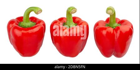 Peperone rosso percorso isolato su bianco Foto Stock