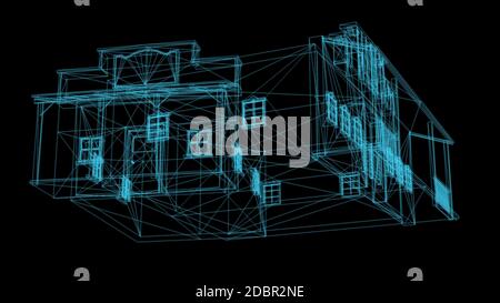 Progettazione grafica isolata a basso contenuto di poly del rendering house-3d Foto Stock