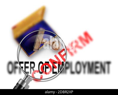 Offerta di impiego - conferma effettuata nel software 2d Foto Stock