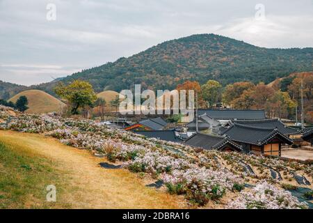 Autunno di Seoak-dong antico villaggio e antiche tombe reali a Gyeongju, Corea Foto Stock