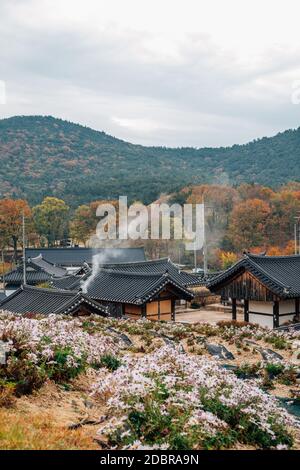 Autunno di Seoak-dong antico villaggio e antiche tombe reali a Gyeongju, Corea Foto Stock