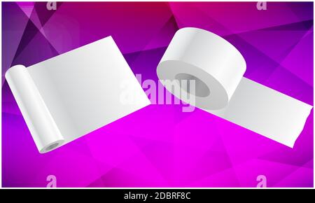 illustrazione di dimensioni diverse del rotolo di tessuto su sfondo astratto Foto Stock