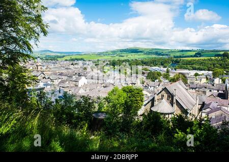 Vista aerea di Kendal Town Center, Cumbria, Regno Unito Foto Stock