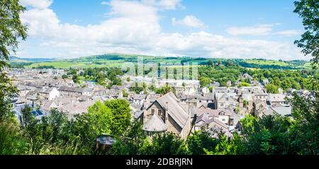 Vista aerea di Kendal Town Center, Cumbria, Regno Unito Foto Stock