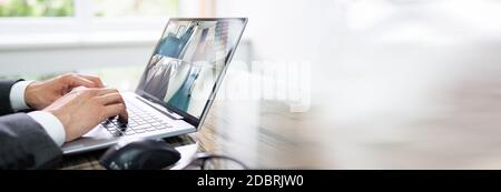 Filmati di sicurezza TVCC dalla videocamera sullo schermo del notebook Foto Stock