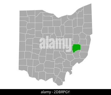 Guernsey sulla mappa di Ohio Foto Stock