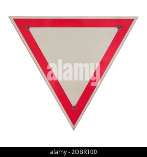 Segnali normativi, dare modo o dare segnali di traffico isolato su sfondo bianco Foto Stock