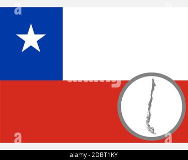 Fahne und Landkarte von Chile Foto Stock