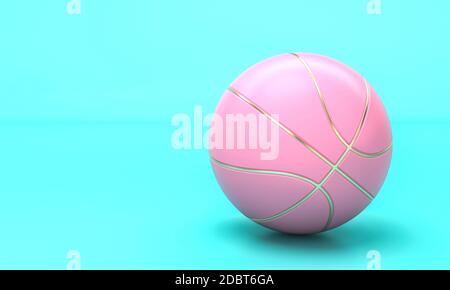 basket rosa su sfondo blu in stile piatto. rendering 3d Foto Stock