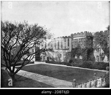 Haddon Hall, da una vecchia fotografia (1894) Foto Stock