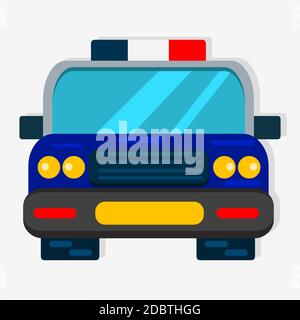 illustrazione vettoriale della vista frontale dell'auto della polizia in stile piatto Illustrazione Vettoriale