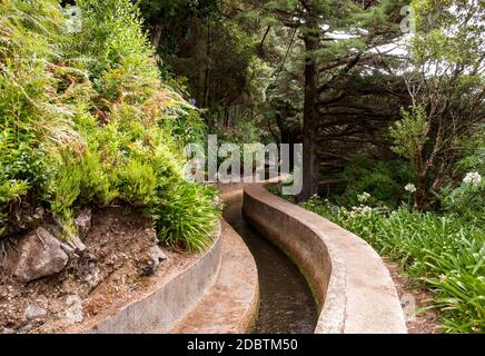 Levada do Norte vicino a Boca da Encumeada sull'isola di Madeira. Portogallo Foto Stock