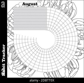 Il tracker di abitudine è vuoto. Modello rivista bullet. Pianificatore mensile. Illustrazione vettoriale. Organizer per stampa, diario, pianificatore per scopi importanti. Foto Stock